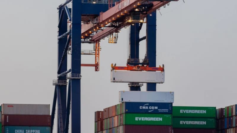 Container terminal representing freight shipping from China to Netherlands