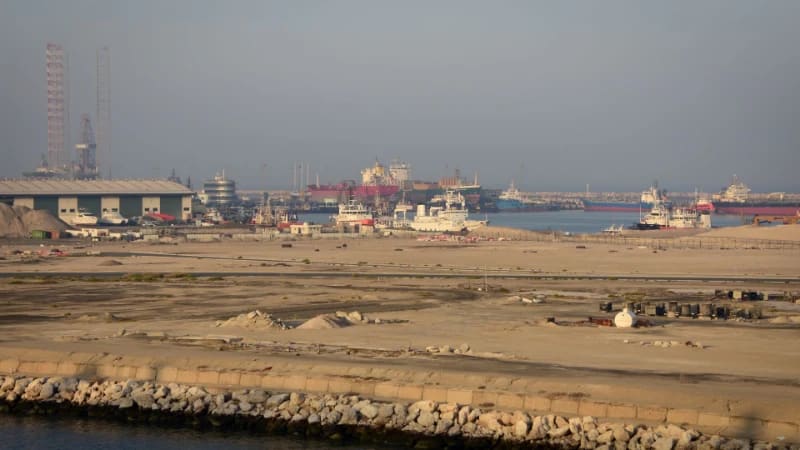 Container terminal representing freight shipping from China to UAE