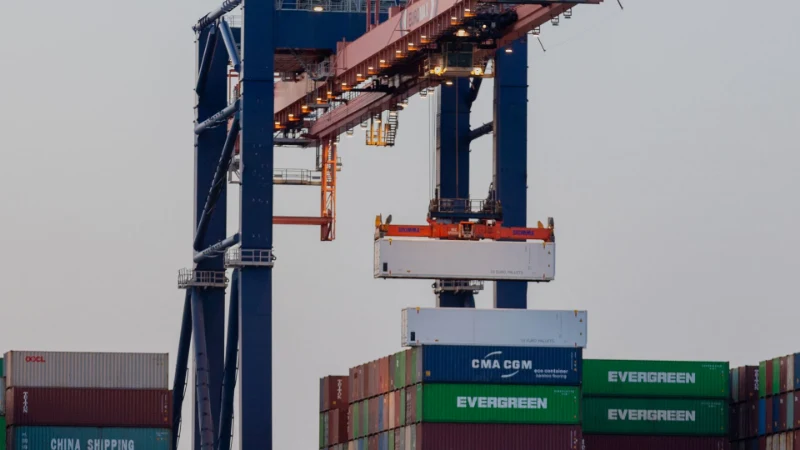 Container terminal representing freight shipping from China to Netherlands